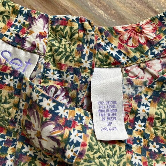 FairSet Cotton Midi Dress Short Sleeves Pockets Vintage 90s Floral Print - Picture 7 of 9